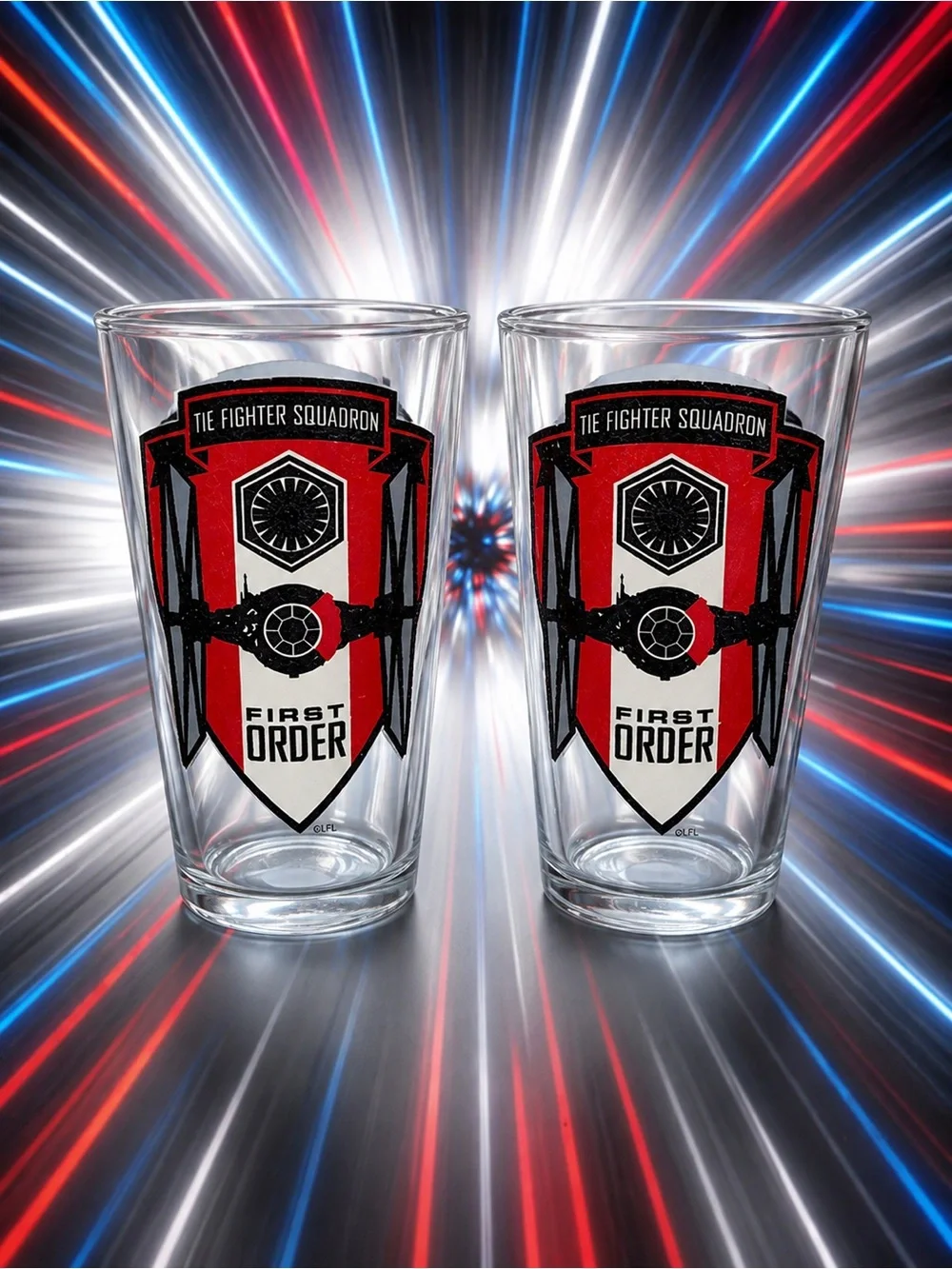 Star Wars First Order Pint Glasses Set of 2 Kylo Ren TIE Fighter Squadron LFL
